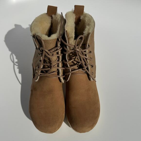 No. 6 Store Lander Lace Up Shearling Clog Boot on Mid Tread Size 38 Honey EUC - Picture 7 of 16